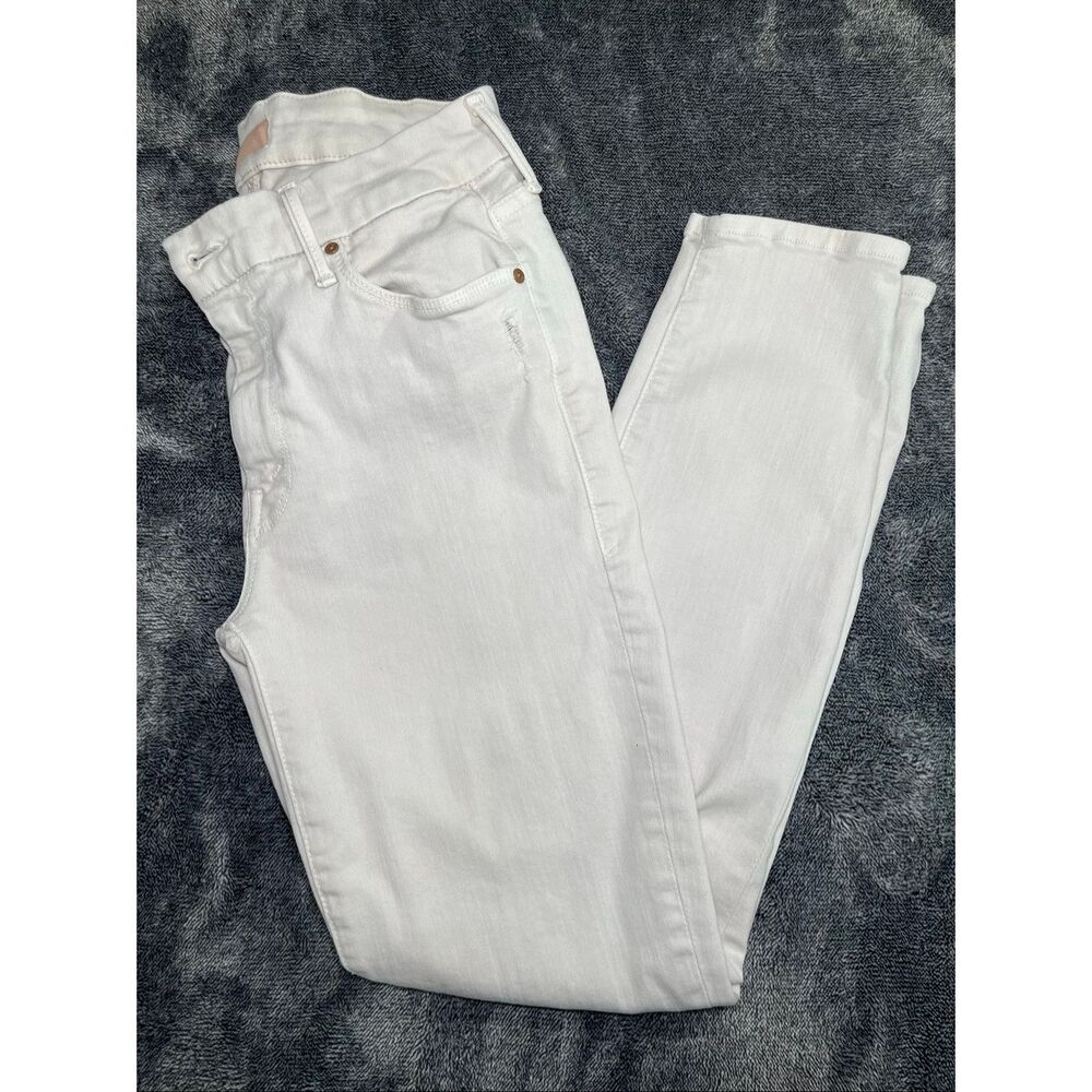MOTHER White Skinny Jeans Size 27 High Rise Distressed Stretch Denim Women